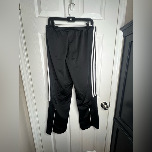 Vtg adidas Women's Medium Black 3 Stripe Warmup Track Pants UK 14 Zip Hem M - Picture 11 of 13